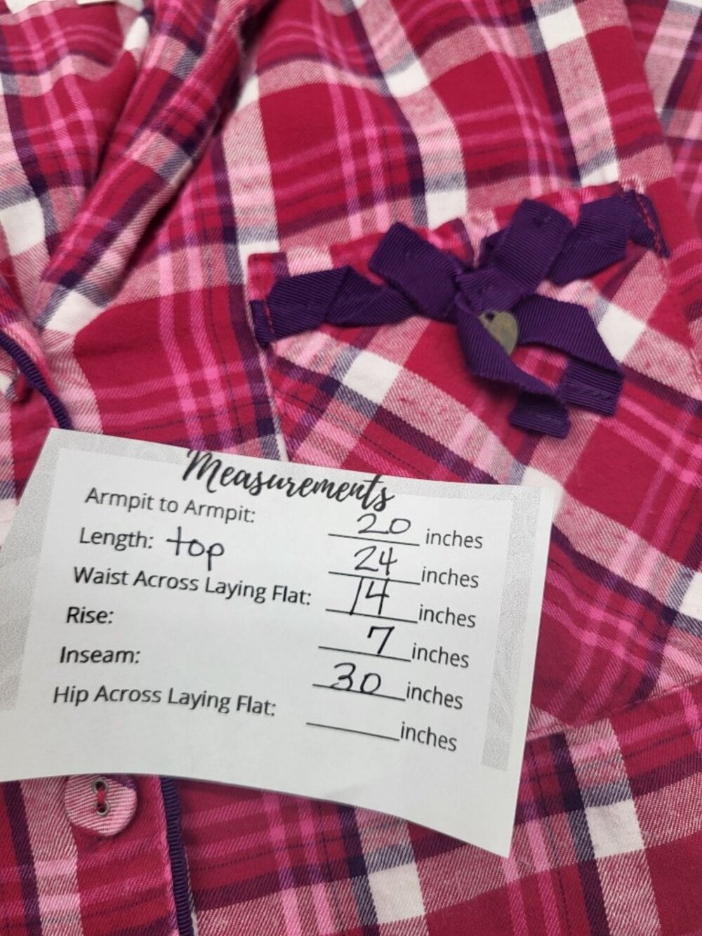 Victoria's Secret Womens S Two Piece Plaid Pajama Set Pink Purple y2k Lounge - Picture 11 of 11